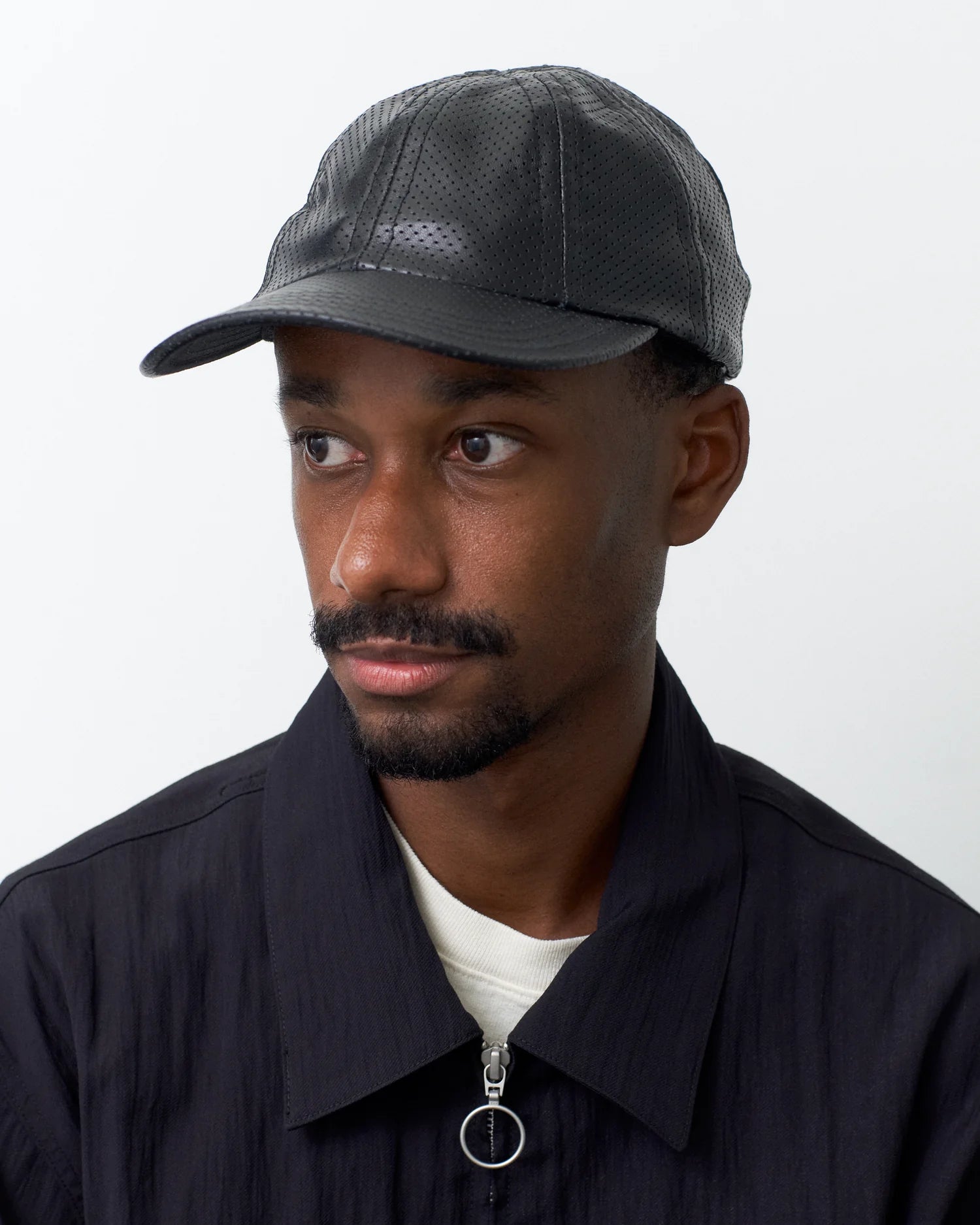 Eight Panel Ball Cap (Black Perforated Leather)