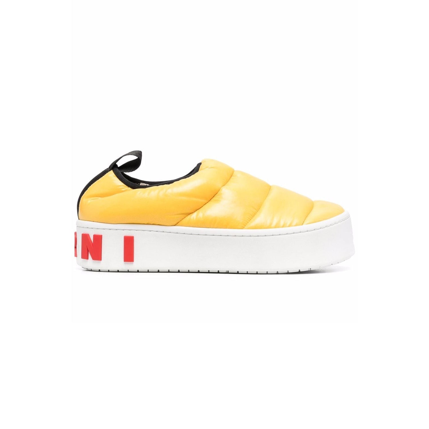 Puffy Padded Nylon Slip On Sneakers (Lemon)